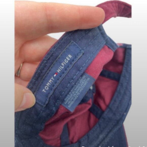 Tommy Hilfiger Hat Cap Strap Back Adult Mens Womens Burgundy Red Cotton Stitched - Picture 7 of 9